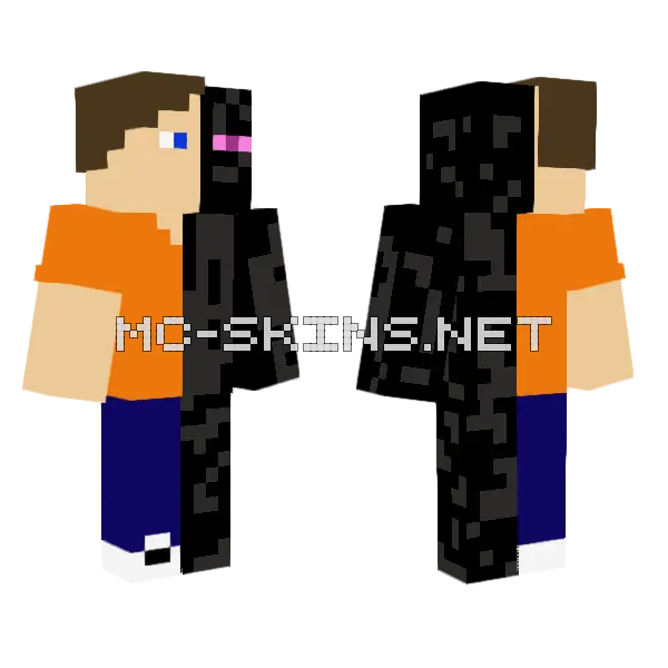 Ender Man Minecraft skin, front and back