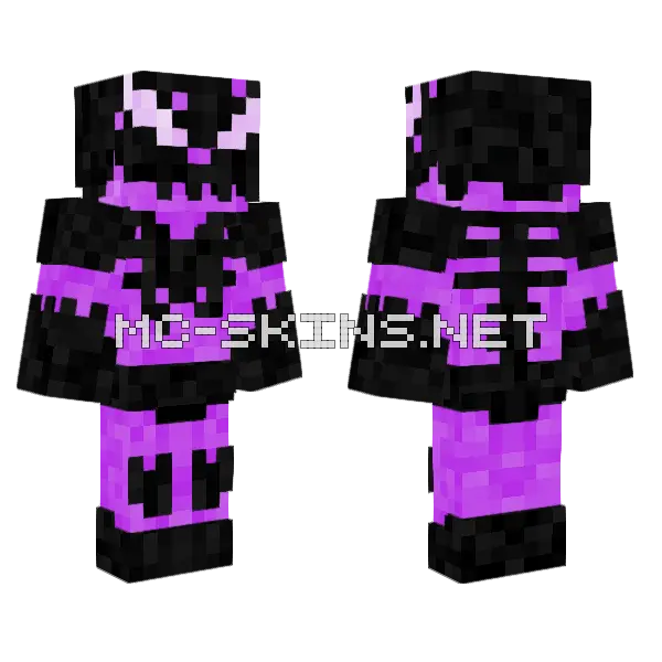 Ender Skeleton V2 Minecraft skin, front and back