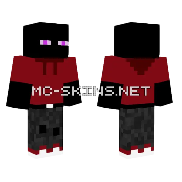Enderman Guy Red Hoodie Minecraft skin, front and back