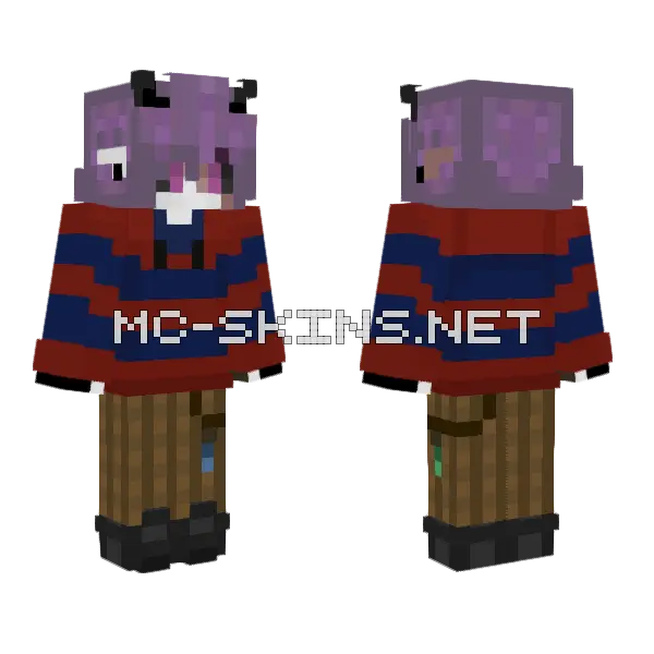 Endo Blue And Red Sweater Minecraft skin, front and back