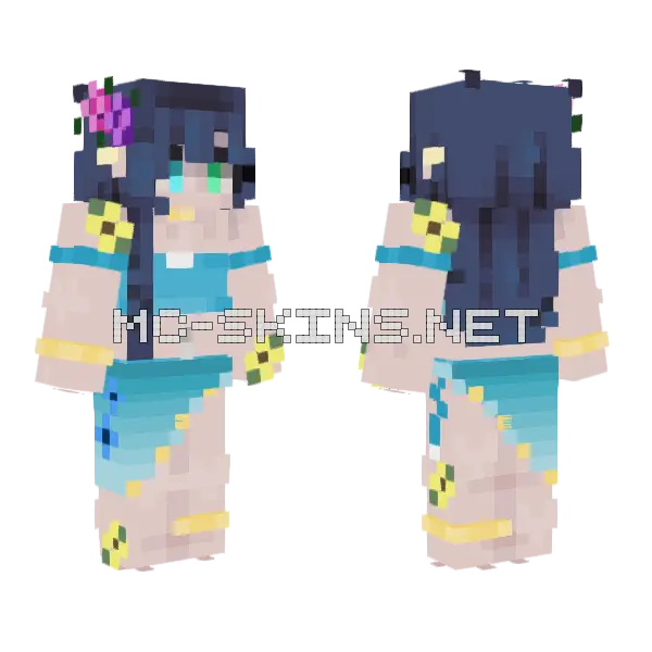 Envy Summer Beach Girl Minecraft skin, front and back