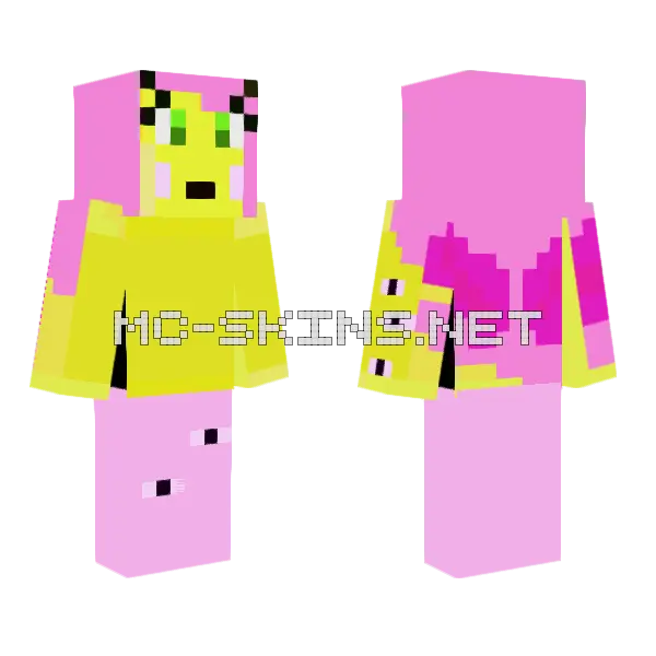 Equestria Girls Fluttershy Minecraft skin, front and back