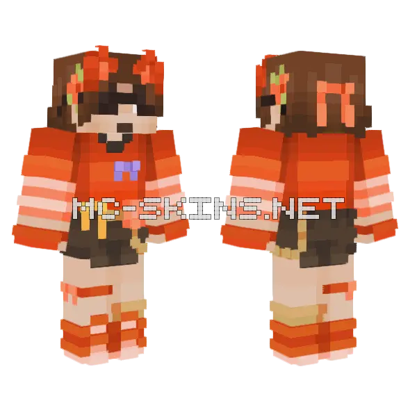 Eret Orange Ocelots MCC Minecraft skin, front and back