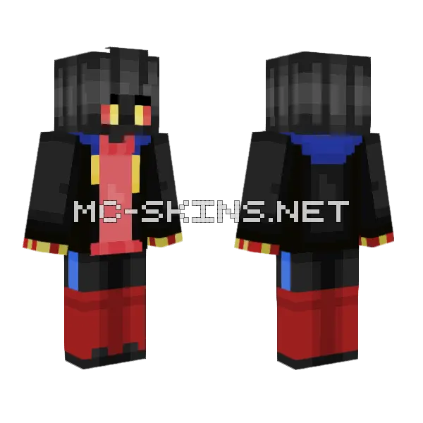 Error Sans Minecraft skin, front and back