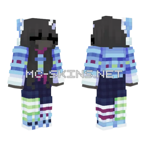 Eskay Aqua Archers Blockwars Minecraft skin, front and back