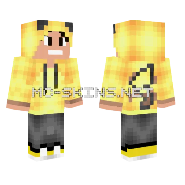 Eu Pikachu Minecraft skin, front and back