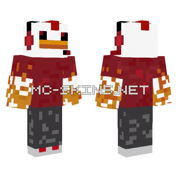 Evil Chicken Minecraft skin, front and back
