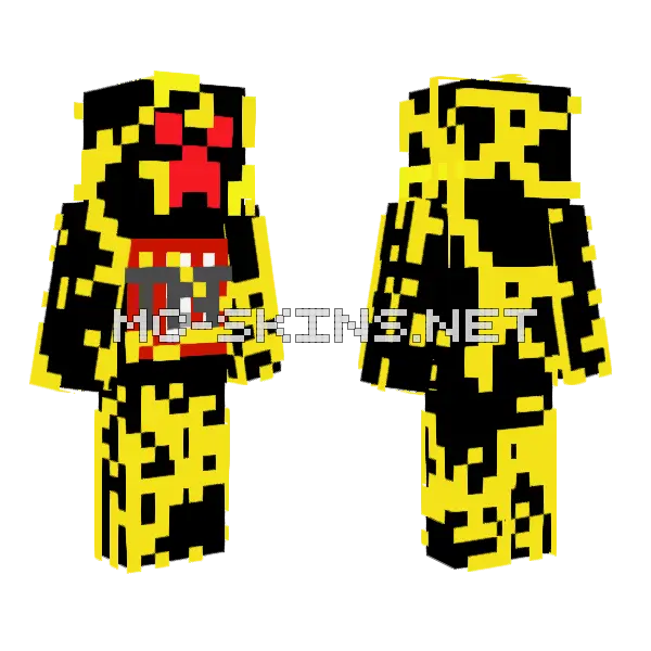 Evil Creeper Golden Aura Minecraft skin, front and back