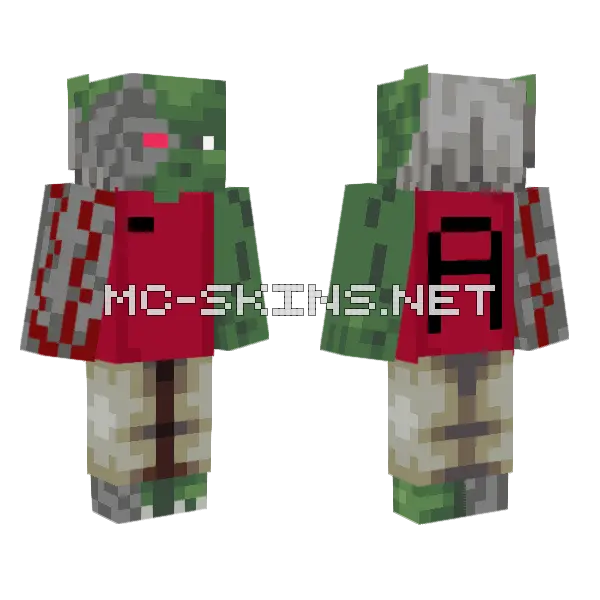 Evil Cyborg Yoda Minecraft skin, front and back