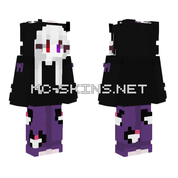 Evil Kuromi Minecraft skin, front and back