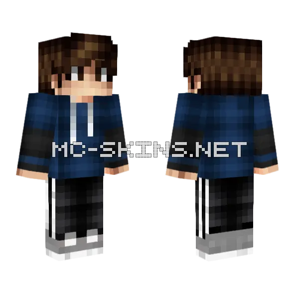 Ewsgea Blue Hoodie Minecraft skin, front and back