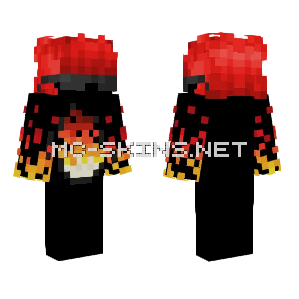 F1r3y Fire Boy Minecraft skin, front and back