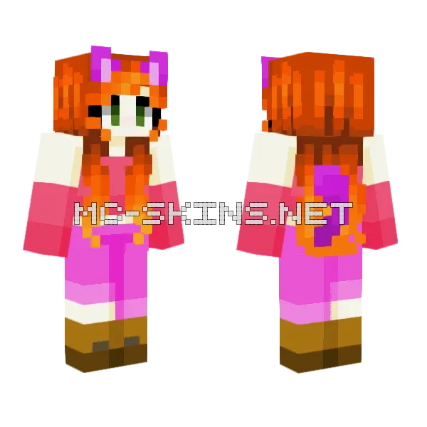 Fall Fire Girl Minecraft skin, front and back