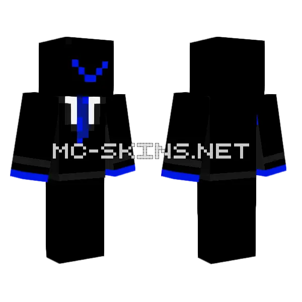 Fancy Blue And Black Demon Minecraft skin, front and back