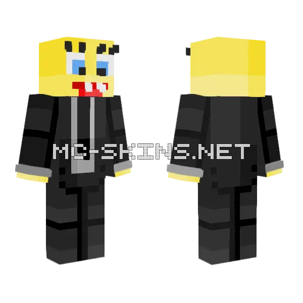 Fancy Spongebob Minecraft skin, front and back