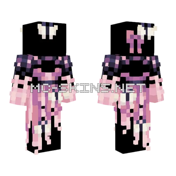 Fantasy Butterfly Pink Dress Minecraft skin, front and back