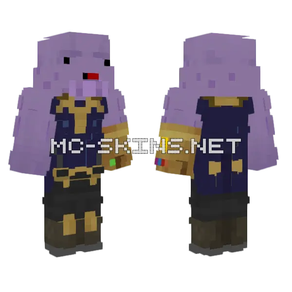 Fat Thanos Minecraft skin, front and back