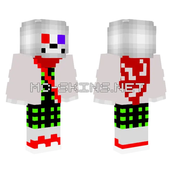 Fatal Error Sans Minecraft skin, front and back