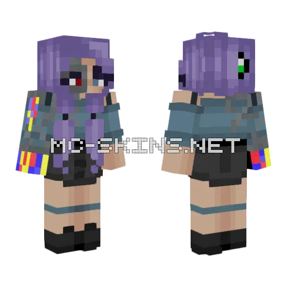 Faulty Cyborg Girl Minecraft skin, front and back