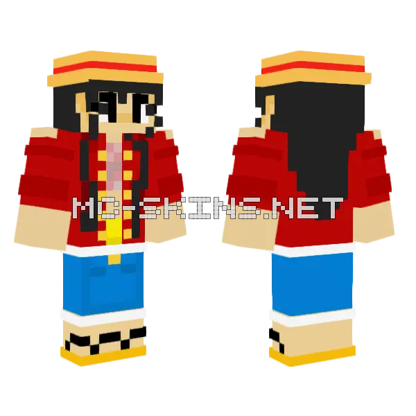 Fem Luffy Minecraft skin, front and back