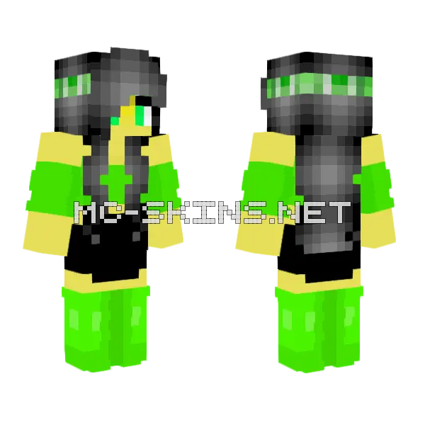 Female Bandana Creeper Shirt Minecraft skin, front and back
