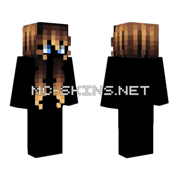 Female Black Ombre Fade Minecraft skin, front and back