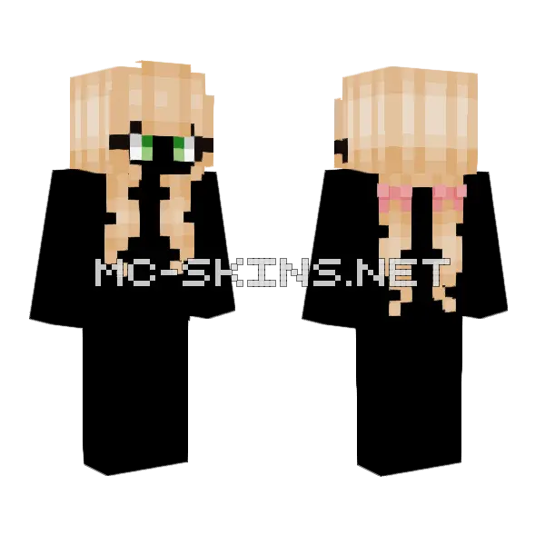 Female Bleach Blonde Pigtails Minecraft skin, front and back