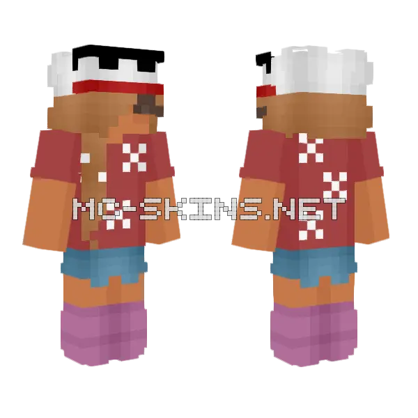 Female Casual Outfit Hat Minecraft skin, front and back