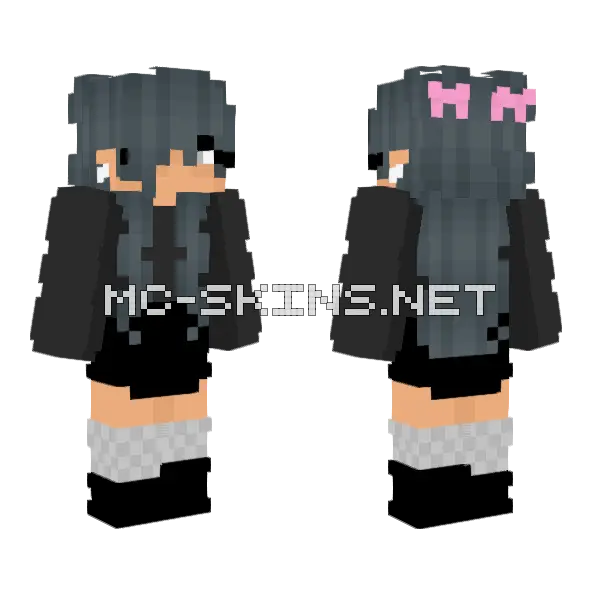 Female Casual Outfit Mini Ribbons Minecraft skin, front and back