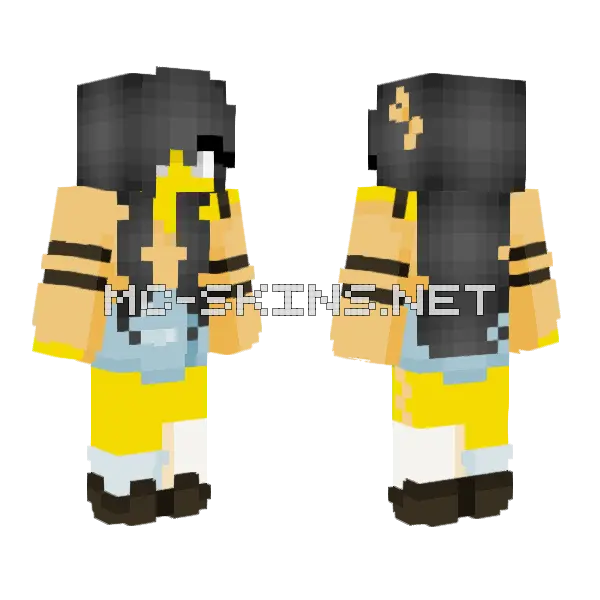 Female Casual Yellow Outfit Minecraft skin, front and back