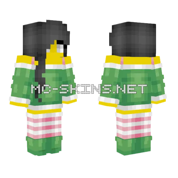 Female Christmas Day Minecraft skin, front and back