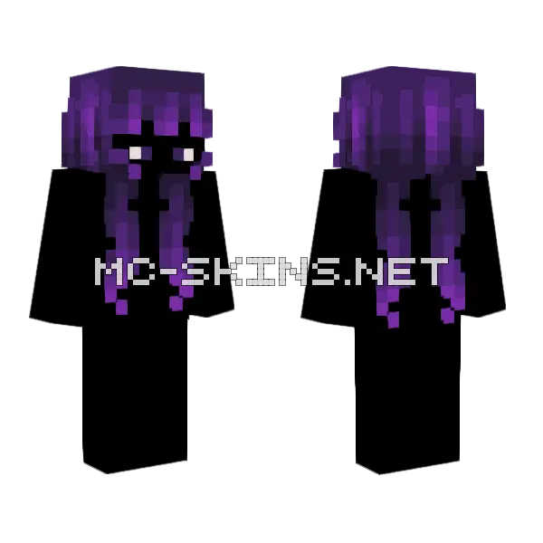 Female Dark Coven Purple Pigtails Minecraft skin, front and back
