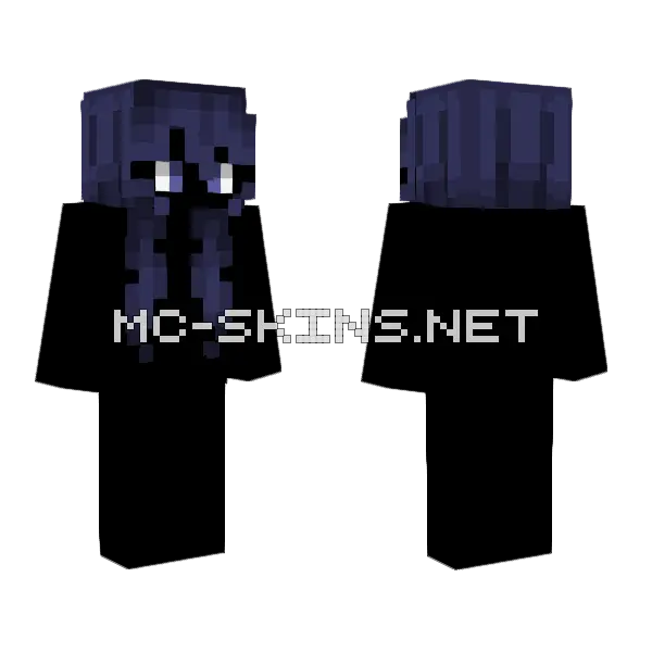 Female Dark Sky Blue Minecraft skin, front and back