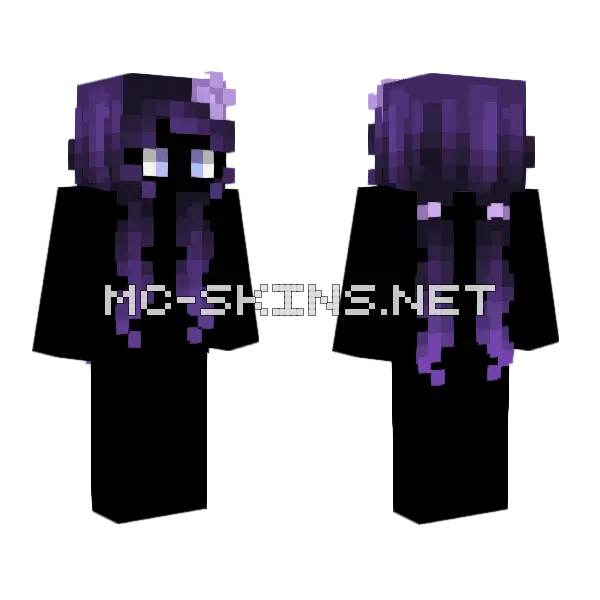 Female Dark Witch Bloom Minecraft skin, front and back