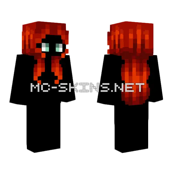 Female Fire Ember Fade Minecraft skin, front and back