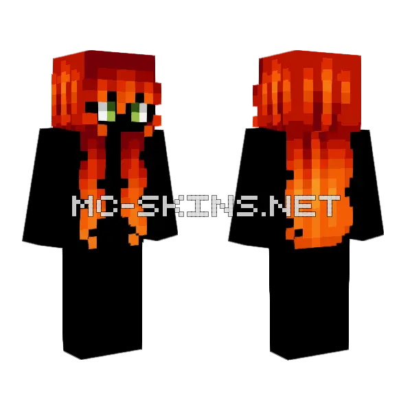 Female Glowing Ember V2 Minecraft skin, front and back