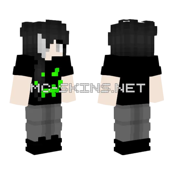 Female Green Halloween Casual Outfit Minecraft skin, front and back