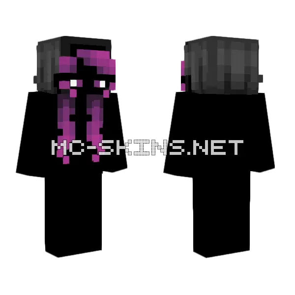 Female Hb Black Magenta Minecraft skin, front and back