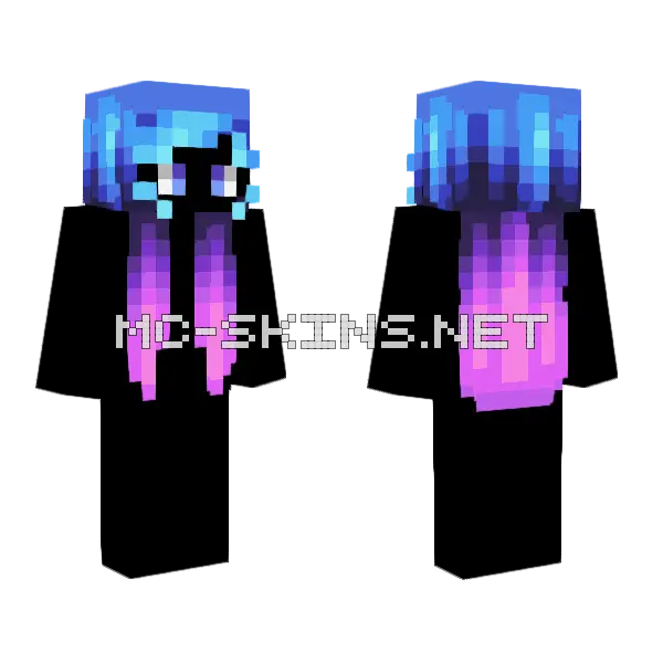 Female HB Blue Purple Ombre Minecraft skin, front and back