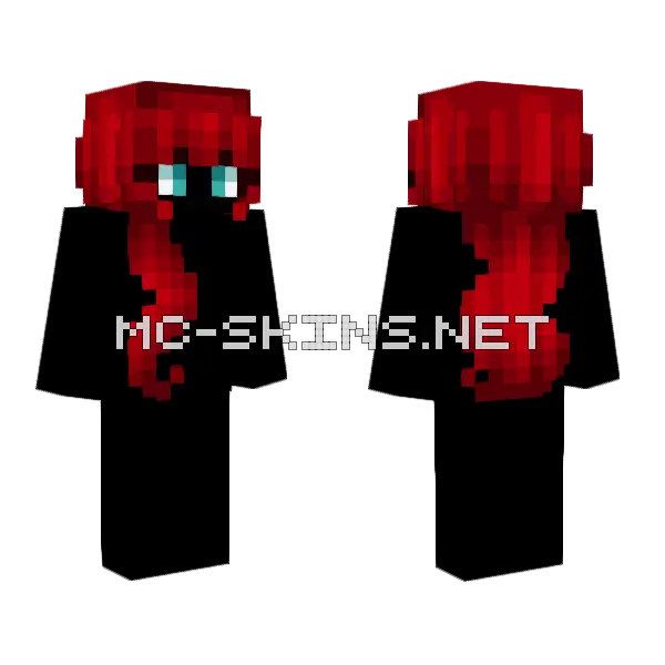 Female HB Curly Wavy Red Fade Minecraft skin, front and back