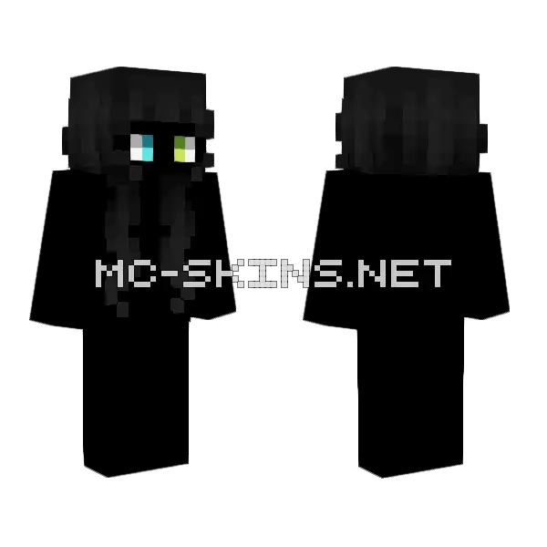 Female HB Cut Black Bangs Minecraft skin, front and back