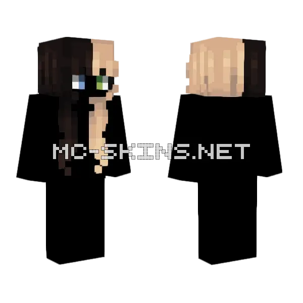 Female HB Dark Brown Blonde Split Minecraft skin, front and back