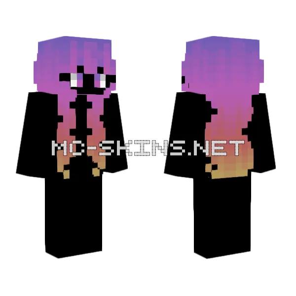 Female HB Dark Dusk Pastel Fade Minecraft skin, front and back