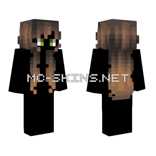 Female HB Dark Plank Brunette V2 Minecraft skin, front and back