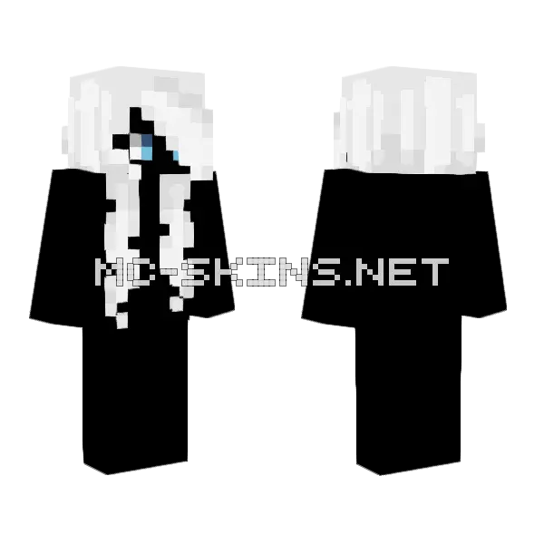 Female Hb Emo Albino White Minecraft skin, front and back