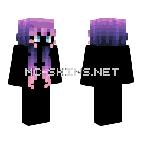 Female Hb Extreme Pink Purple Ombre Minecraft skin, front and back