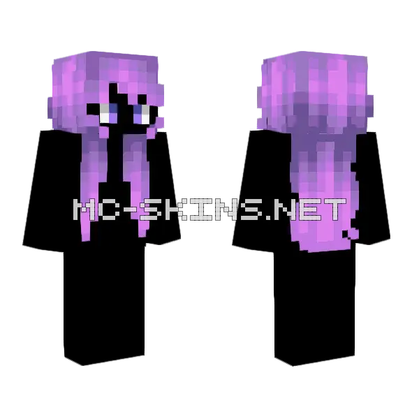 Female HB Fairytale Purple Ombre Pink Minecraft skin, front and back