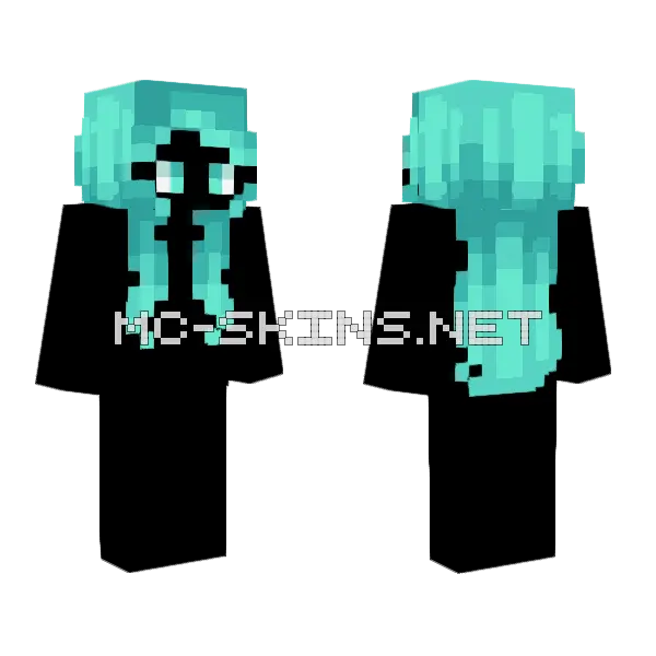 Female HB Glowstick Cyan V2 Minecraft skin, front and back