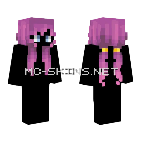 Female HB Gum Pink Pigtails Minecraft skin, front and back