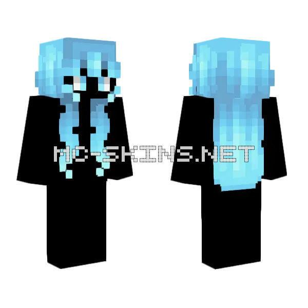 Female HB Icy Blue Ombre V2 Minecraft skin, front and back